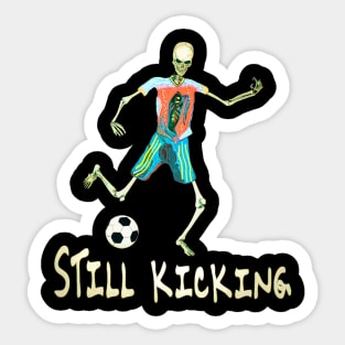 Skeletal Striker: Unleash the Action with our Bone-Chilling Soccer Player Graphic! Kick Into the Extraordinary with this Spine-Tingling Design Sticker